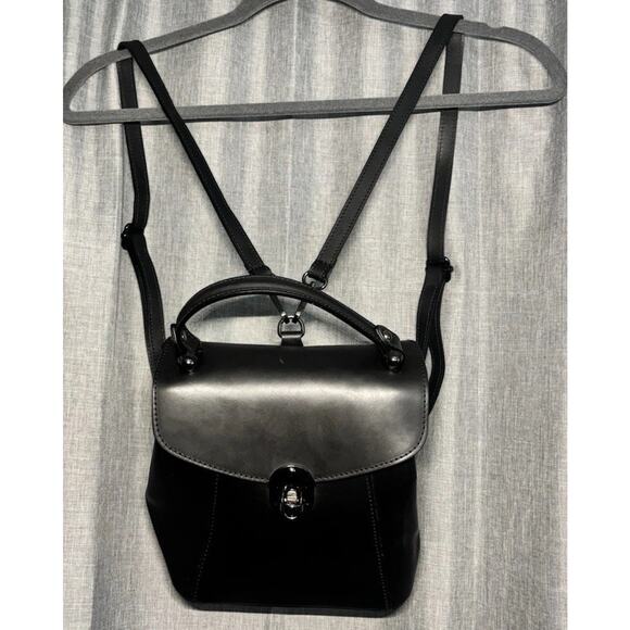 Luana Ferracuti Italy Leather Convertible Black Backpack - Picture 15 of 16